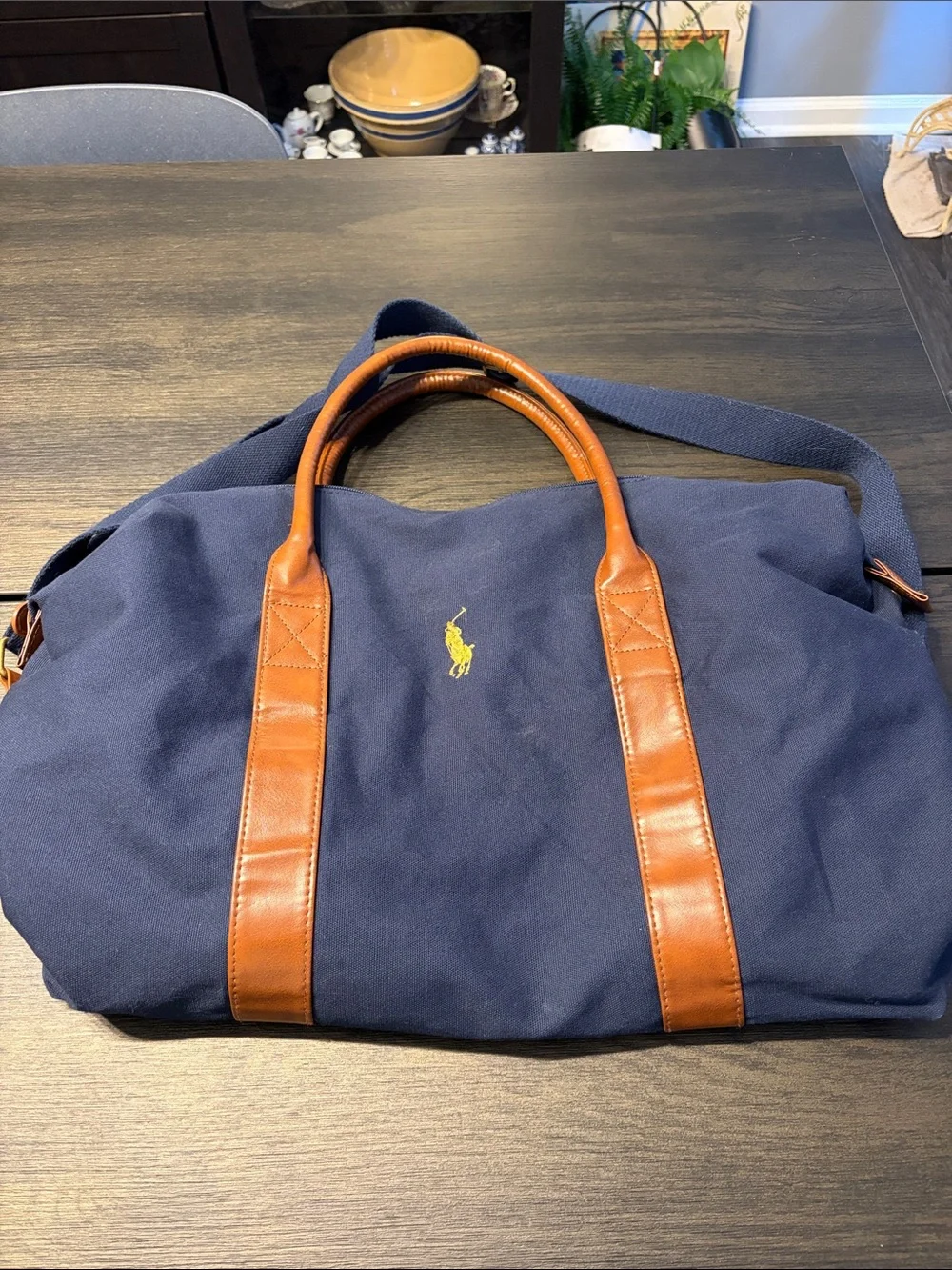 Polo Ralph Lauren Fragrances Navy Blue Canvas Duffle Weekender Gym Bag